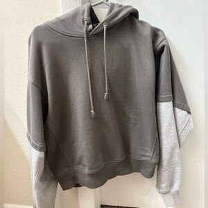 Helmut Lang layered grey cropped hoodie